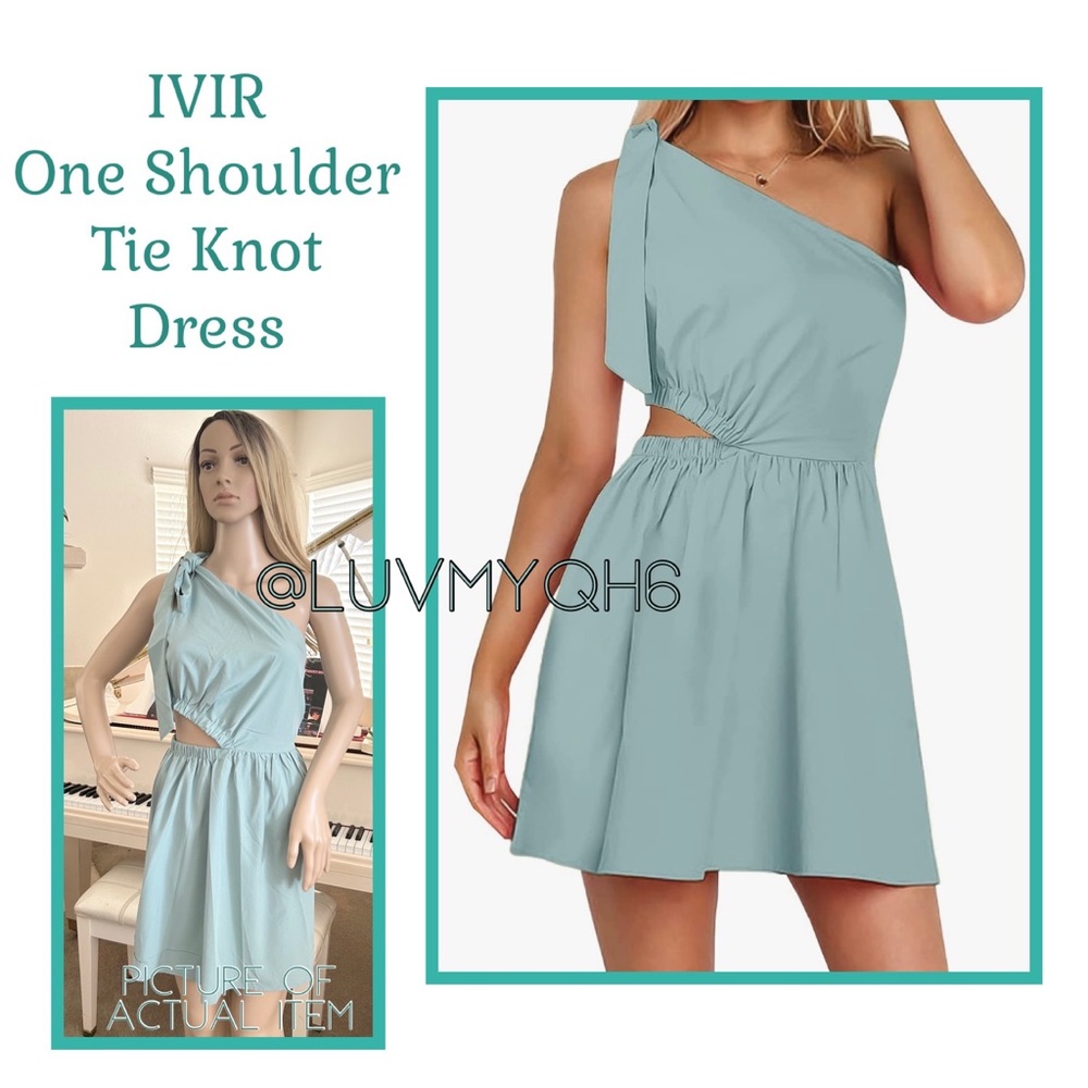 IVIR One Shoulder Tie Knot Short Dress